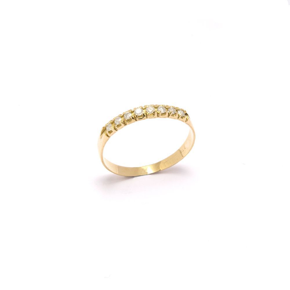 Meia Alian�a de Brilhante em Ouro 18 Kilates - 21096